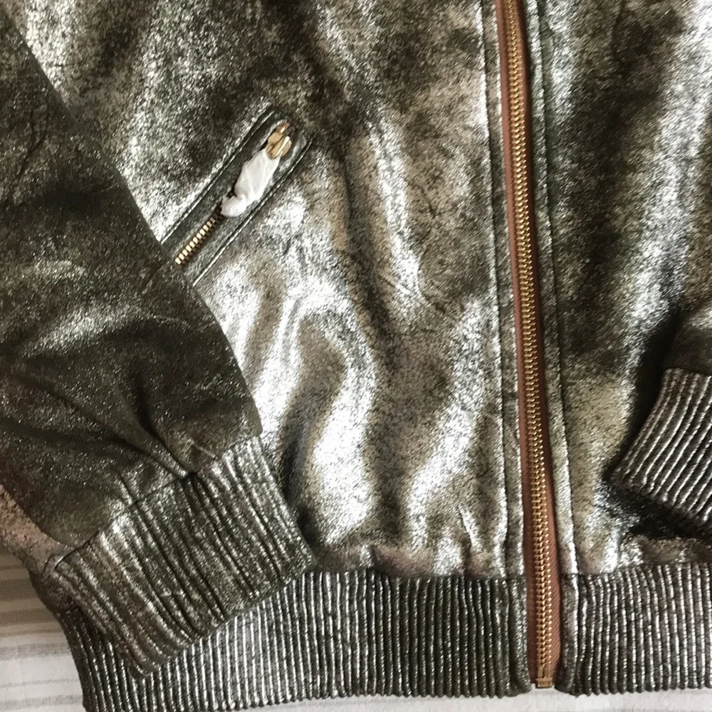 Zara metallic faux suede bomber jacket S - Picture 6 of 13